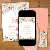 Perzik Blush Ivoren Bloemen Bloemen Bloemendoop Kaart