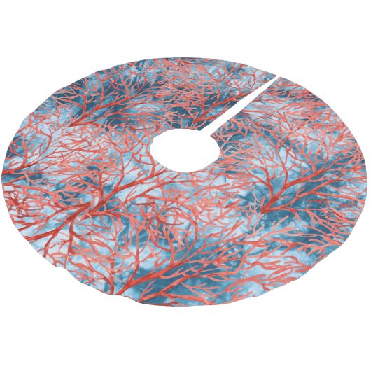 Perzik Blush Koraal Indigo Shibori Kust Kerstmis Kerstboom Rok (Gekanteld)