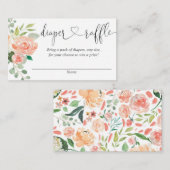 Perzik blush meisje baby shower luier loterij kaar informatiekaartje (Voorkant / Achterkant)