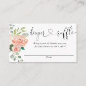 Perzik blush meisje baby shower luier loterij kaar informatiekaartje (Voorkant)
