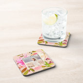 Perzik Blush met Waterverf Bloemen Foto Bier Onderzetter (Rechterzijde)