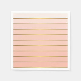 Perzik Blush Ombre & Gold Stripe Papieren servette Servetten