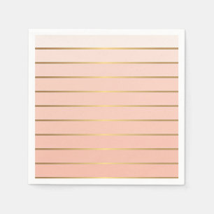 Perzik Blush Ombre & Gold Stripe Papieren servette Servetten