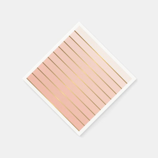Perzik Blush Ombre & Gold Stripe Papieren servette Servetten (Hoek)