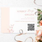 Perzik, Blush Roze Elegant QR Code RSVP Bruiloft Informatiekaartje