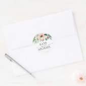 Perzik Blush Roze en witte bloemen Spring Garden Ronde Sticker (Envelop)
