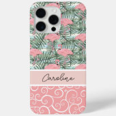 Perzik Blush Roze Flamingo's Palmbladeren Patroon Case-Mate iPhone Case (Achterkant)