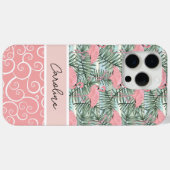 Perzik Blush Roze Flamingo's Palmbladeren Patroon Case-Mate iPhone Case (Achterkant (horizontaal))
