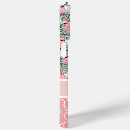 Perzik Blush Roze Flamingo's Palmbladeren Patroon Case-Mate iPhone Case (Achterkant / Rechts)