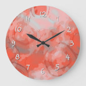 Perzik Blush Roze Koraal Ronde Art Cirkels Grote Klok (Voorkant)