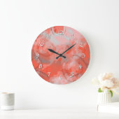 Perzik Blush Roze Koraal Ronde Art Cirkels Grote Klok (Huis)