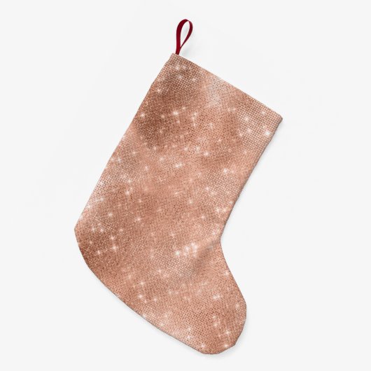 Perzik Blush Sparkle Kleine Kerstsok (Voorkant (Hangend))