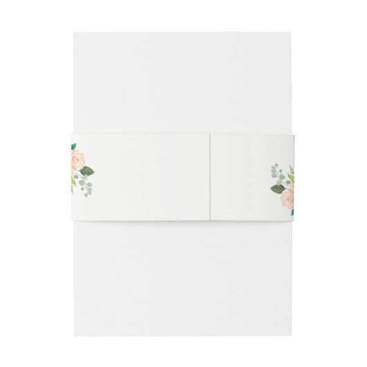 Perzik Blush Waterverf Bloemen Bruiloft Belly Band Uitnodigingen Wikkel (Achterkant Voorbeeld)