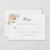 Perzik Blush Waterverf Bloemen Bruiloft RSVP (Voorkant)