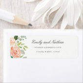 Perzik Blush Waterverf Bloemen Retouradres Label (Insitu)