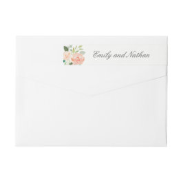 Perzik Blush Waterverf Bloemen Wrap Around Label