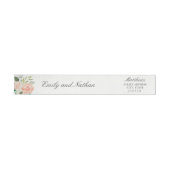Perzik Blush Waterverf Bloemen Wrap Around Label (Individueel)