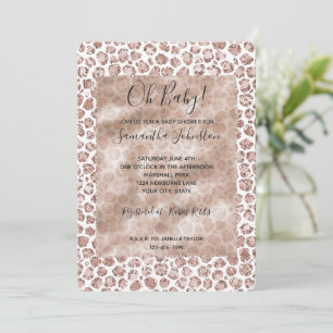 Perzik Blush Wit Luipaard Print Glitter Kaart