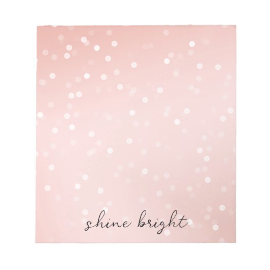 Perzik Blush Witte Bokeh Confetti Notitieblok (Voorkant)