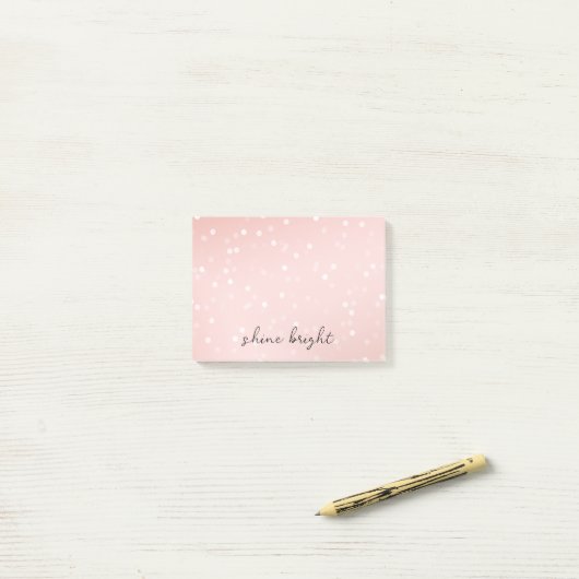 Perzik Blush Witte Bokeh Confetti Post-it® Notes (Op bureau)