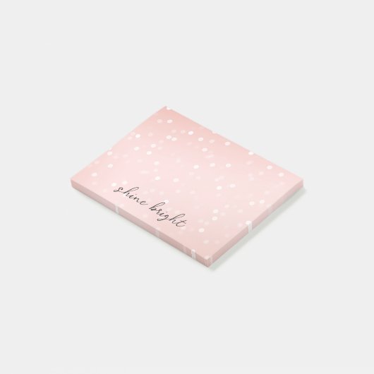 Perzik Blush Witte Bokeh Confetti Post-it® Notes (Schuin)