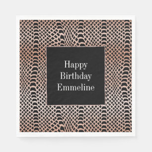 Perzik Blush Zwart Snake Skin Servet