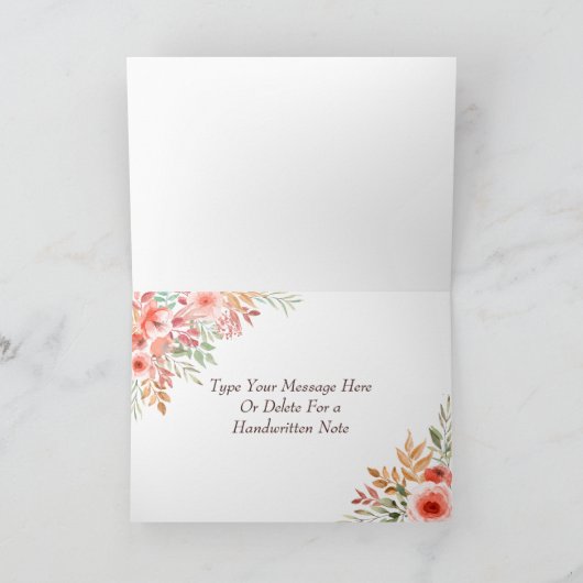 Perzik boeket bruiloft dank u kaart (Binnen)