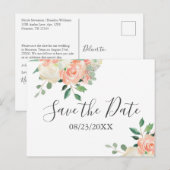 Perzik Boeket Bruiloft Save the Date Briefkaart (Voorkant / Achterkant)