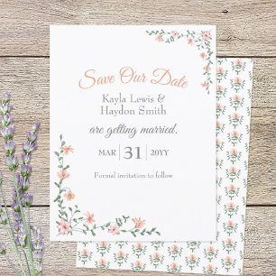 Perzik Boeket Bruiloft Save the Date Kaart