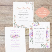 Perzik Boeket Bruiloft Save the Date Kaart