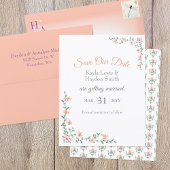 Perzik Boeket Bruiloft Save the Date Kaart