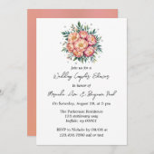 Perzik boeket met diamanten bruiloft koppels douch kaart (Voorkant / Achterkant)