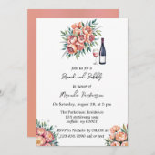 Perzik boeket met diamanten brunch en bubbel kaart (Voorkant / Achterkant)