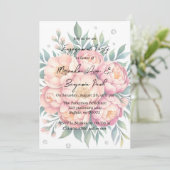 Perzik boeket met diamanten verlovingsfeest kaart (Staand voorkant)