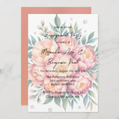 Perzik boeket met diamanten verlovingsfeest kaart (Voorkant / Achterkant)