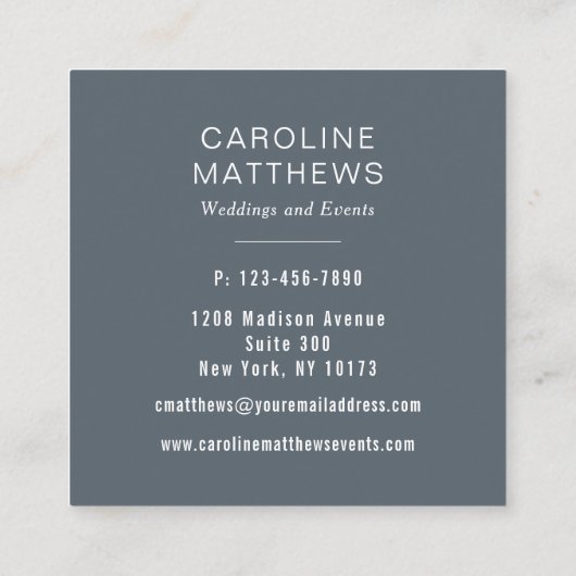 Perzik Boeket Waterverf Bloemen Vierkante Visitekaartje (Achterkant)