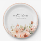 Perzik Boho Bloem Bruiloft Borrel Papieren Bordje (Voorkant)