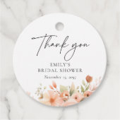 Perzik Boho Bloemachtige Bruiloftsontvangst Bedankjes Labels (Voorkant)