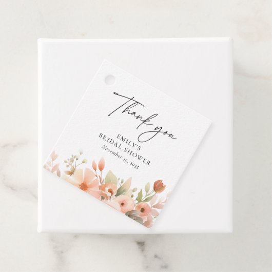 Perzik Boho Bloemachtige Bruiloftsontvangst Bedankjes Labels (In situ)