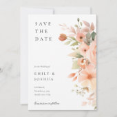 Perzik Boho Bloemen Bruiloft Save The Date (Voorkant)