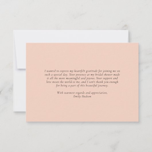 Perzik Boho Bloemige Bruiloftsborrel Bedankkaart (Achterkant)