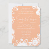 Perzik Boho Bohemian Wildflower Bruiloft Kaart (Voorkant)