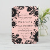  Perzik Boho Bohemian Wildflower Bruiloft Kaart (Staand voorkant)