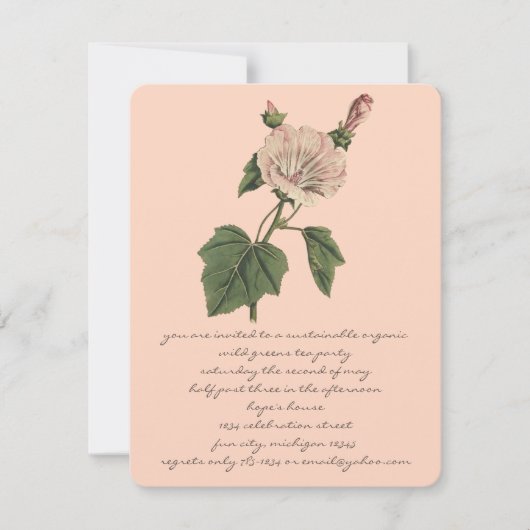 Perzik  Boho Botanisch Roos Bloemendiner Kaart (Voorkant)