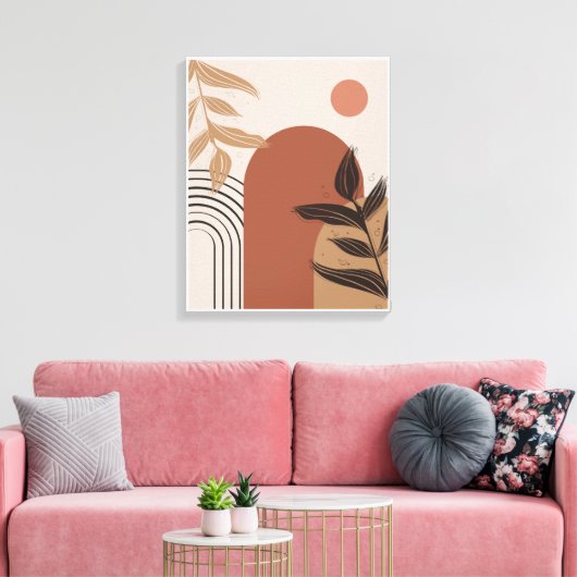 Perzik Boho Canvas Print (Insitu (Woonkamer))