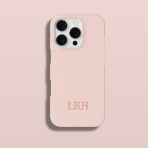 Perzik Boho Dubbele Laag Eenvoudige Initiële Monog iPhone 15 Case