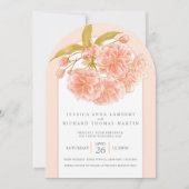 Perzik boombloesem waterverf foto bruiloft boog kaart (Voorkant)