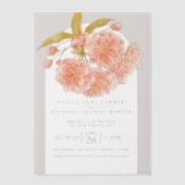 Perzik boombloesem waterverf foto bruiloft boog vellum uitnodigingen (Voorkant)