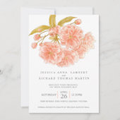 Perzik boombloesem waterverf foto bruiloft kaart (Voorkant)