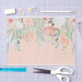 Perzik Bord Groene Waterverf Bloemen Tissue Paper Tissuepapier (Craft)
